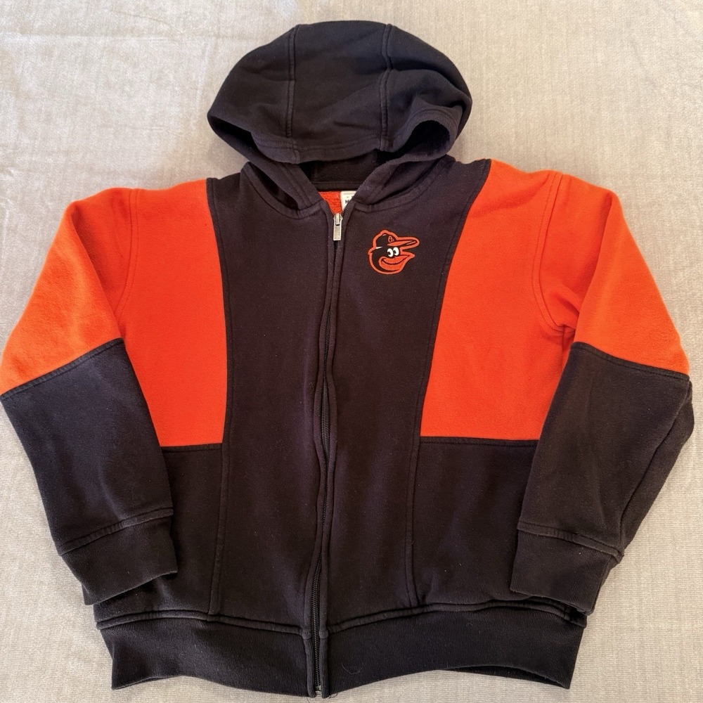 Baltimore Orioles Youth Hoodie Jacket Medium 10/12 MLB Full Zip Orange Black